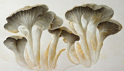 Wall Mural - King oyster mushrooms eringi on white background. Generative Ai