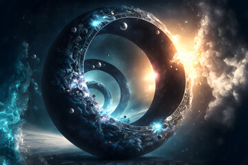 Wall Mural - fifth dimension fantastic cosmic visualisation, neural network generated art