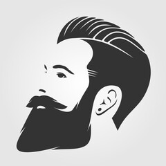 Bearded men, hipster face icon isolated. Vector illustration