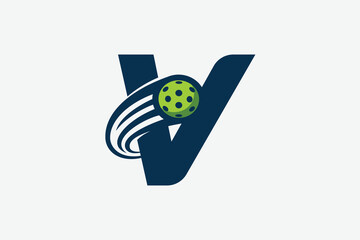 Wall Mural - pickleball logo with a combination of letter v and a moving ball for any business especially pickleball shops, pickleball training, clubs, etc.
