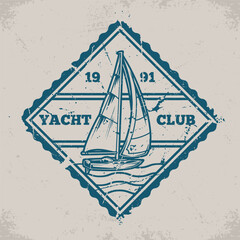 Poster - Yacht club vintage emblem monochrome