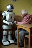 Fototapeta  - futuristic robot taking care of grandma, concept of helping the elderly, generative ai
