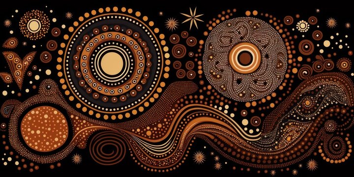 abstract theme of australian aboriginal art. represent style and dot painting techniques. ai abstrac