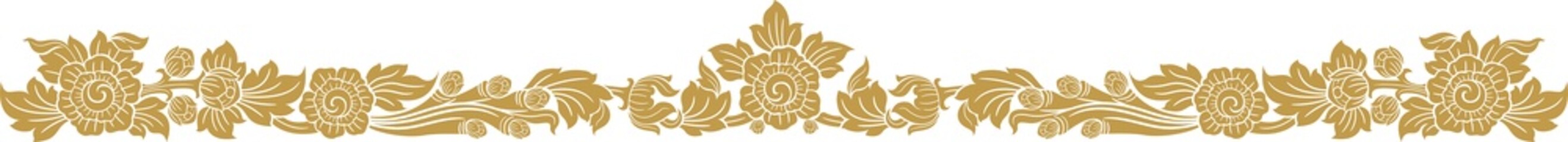 Gold lotus art and flower style asian art luxury buddhism temple element and background pattern png file for decoration