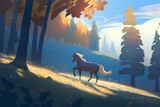 A horse in a beautiful landscape created with generative AI technology
