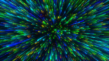 Wall Mural - colorful fireworks. aerial flyight inside festive fireworks. celestial beauty of the universe, speed