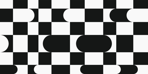 Fototapete - Checkered pattern. Seamless and vector pattern. Seamless black and white tile for print, interior, design.