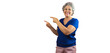 Women's Day - Smiling Mature Woman Pointing Isolated on Orange Background
