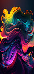 Wall Mural - Abstract colorful gradient fluid grow in the dark. illustration.