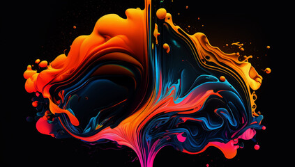 Wall Mural - Abstract colorful gradient fluid grow in the dark. illustration.