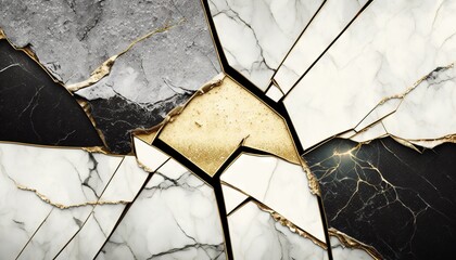 Wall Mural - Abstract texture background with cracks in marble with liquid gold and stone generative ai wallpaper.