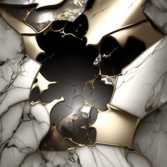 Wall Mural - Abstract texture background with cracks in marble with liquid gold and stone generative ai wallpaper.