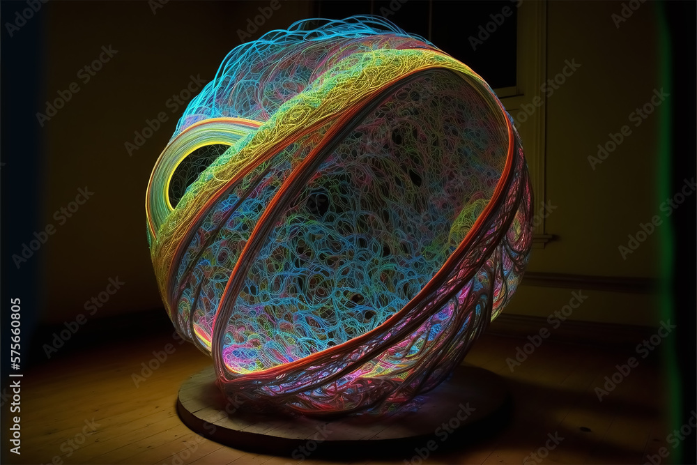 Abstract string art sculptures. Colorful sculptures. Generative AI art ...