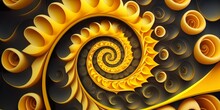 Abstract Design - Geometric Yellow Fractal Swirl. Element For Backgrounds And Banners, - Generative AI