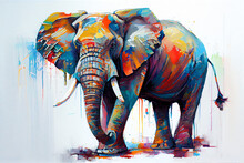 Elephant Colorful Palette-knife Painting