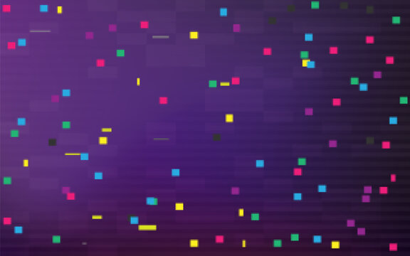 Fototapete - Glitch pixels texture. Video color disintegration. Digital video error. Abstract distortion elements. Retro game background. Pixel noise effect. Vector illustration