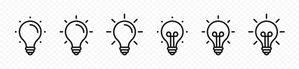 Lightbulb icon set. Lamp icons. Light bulb flat line vector icons. Idea concept. Vector graphic EPS