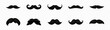 Moustache vector icon set. Whisker icons. Flat black moustache icon collection.  Vector graphic