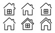 © Міша Герба - Set of lines home  icons vector. House symbol. Black silhouette with home icons. Web Homepage sign.