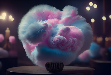 Wall Mural - beautiful puff of pink and blue cotton candy, candy floss, generative ai