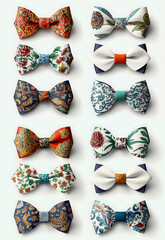 Wall Mural - A set of various colorful oriental style bow tie designs isolated on white background. Generative AI