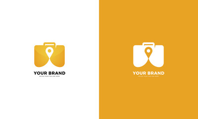 Travel bag logo, vector design 