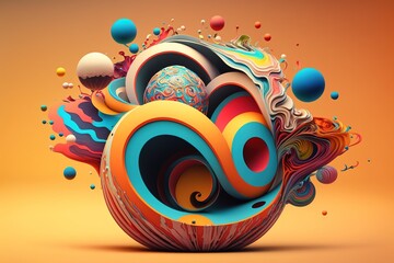 Wall Mural - explosion of colors, abstract rainbow colorful shape for logo or brand. Generative AI