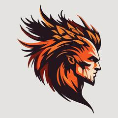 Man phoenix head mascot esport logo vector illustration with isolated background