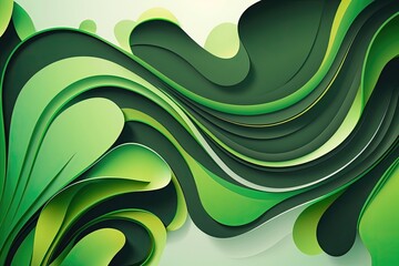 Wall Mural - Abstract green liquid wavy background. Generative AI