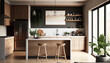 © Prihatini - Earth Tone Modern Kitchen Minimalist Decor Interior. Generative Ai