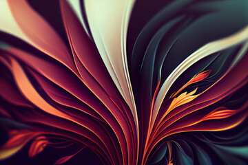 Wall Mural - Generative AI: Abstract liquid wavy shapes futuristic banner. Glowing retro