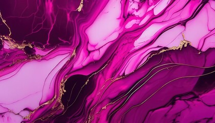 Wall Mural - Abstract pink marble texture with gold splashes, violet luxury background