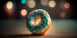 Close-up Illustration of Single Donut with Bokeh Background