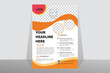 © Lxsmartvect - Modern flyer design for advertising promotion and growth company. abstract flat flyer design . orange & yellow color flyer. creative unique nice clean white background design. Half page A4 flyer Free
