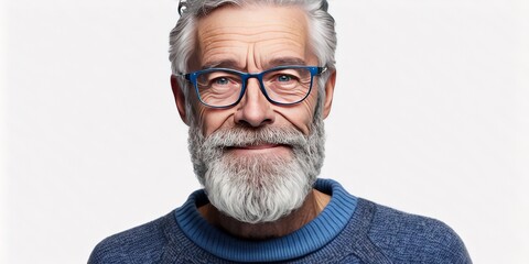 An elderly gentleman with a white beard, a cheerful demeanor, looking cool in the middle of his age, Generative AI