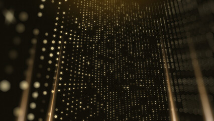 Wall Mural - gold lights rays stage scene for award winning event, abstract particle glitter