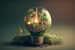 © PIRMYN - Ecological light bulb city, green, made with Generative AI