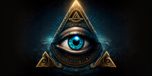 The All-Seeing Eye Of The Illuminati In A Triangle, Illustrated
