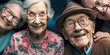 © jovannig - A group of elderly people smiling to the camera looking downward - Generative AI