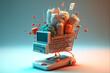 Zakupy internetowe 3d, handel online, Online shopping 3d, ecommerce - AI Generated