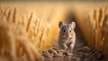 Golden Or Field Hamster In A Cornfield, Generative Ai