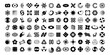 Set of simple abstract shapes. Big collection of vector geometric symbols and signs in y2k style. Logo elements design