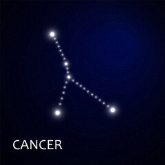Wall Mural - Zodiacal constellation with bright stars. Star sign and dates of birth on deep space background. vector illustration.