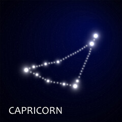 Wall Mural - Zodiacal constellation with bright stars. Star sign and dates of birth on deep space background. vector illustration.