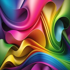 color satin wave effect, colorful wavy wallpaper design, generative.ai