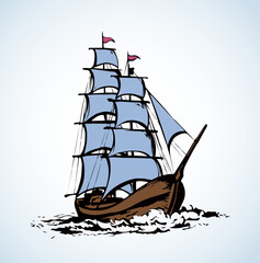 Poster - Sailing vessel. Vector drawing