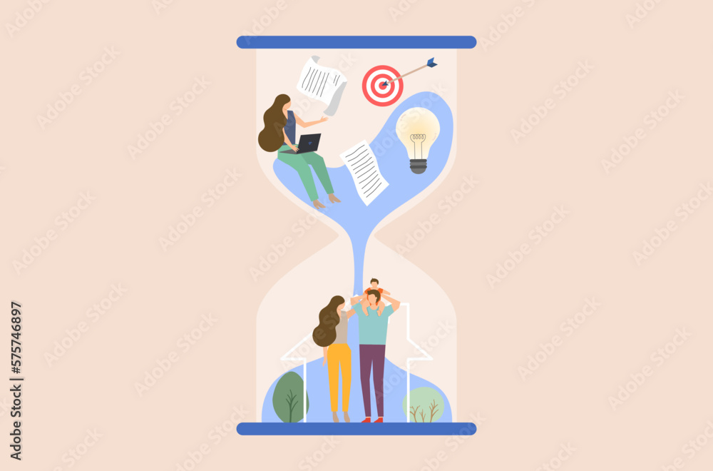 Flat design of work life balance concept and work life harmony vector ...