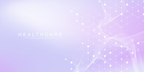 Aufkleber - Health care and medical pattern innovation concept background design. Abstract geometric hexagons shape medicine and science background. Vector illustration