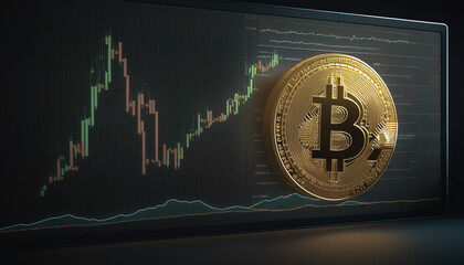 Wall Mural - Bitcoin - Join the Bitcoin craze and start trading today. The graph shows its potential for profit - ai generated