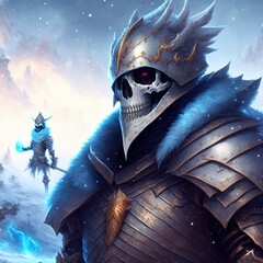 Skeleton Ice King - Creature - Magical - Powerful - Fantasy - Stylized - Game Character - Demon Hero – Warrior